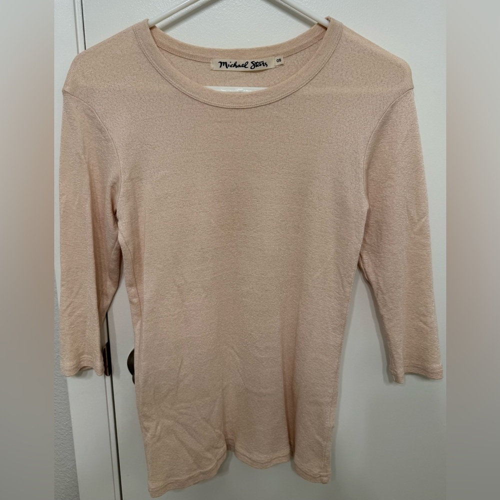 EUC Michael Stars Women’s Dot Three Quarter Sleeve Top | Soft Stretch Casual Tee